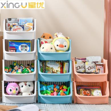 星优儿童玩具收纳架宝宝书本置物柜家用书架绘本架零食多层置物架8228