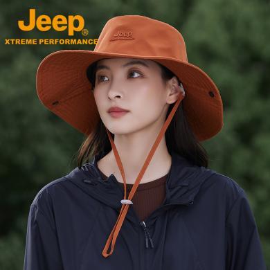 Jeep/吉普男女同款大帽檐渔夫帽户外可调节防风速干钓鱼帽P413078953