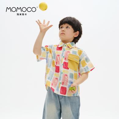 MOMOCO/玛米玛卡男童韩版休闲衬衫夏季新款儿童纯棉时尚衬衣75230234015