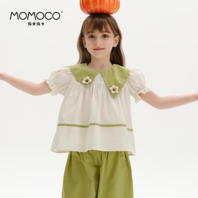 MOMOCO/玛米玛卡女童立体花朵套装夏新款儿童韩版衬衫两件套75680580004