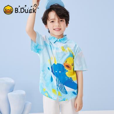 bduck小黄鸭童装男童短袖衬衫2024夏季新款小男孩T恤儿童扎染上衣包邮BF2509020