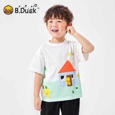 bduck小黄鸭童装儿童短袖T恤2024新款男童夏装半袖中小童印花上衣包邮BF2501080