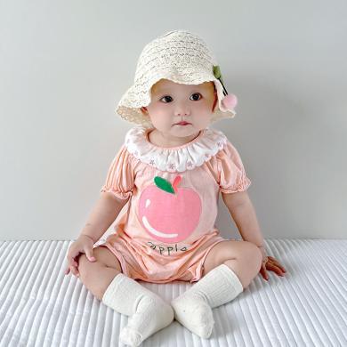Peninsula Baby婴儿夏季衣服刺绣大苹果婴儿连体衣女宝宝夏季服装新生儿连体衣夏