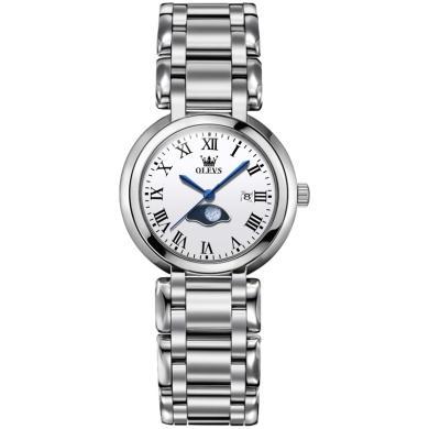 欧利时(OLEVS)瑞士品牌手表女士新款罗马刻度石英表女防水精钢表带时尚轻奢简约腕表