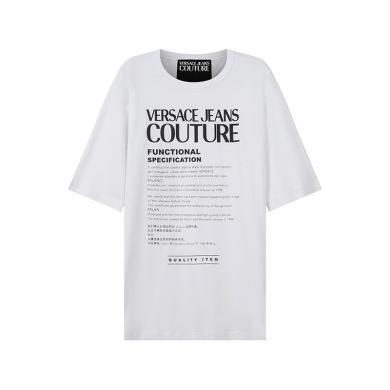 【支持购物卡】Versace/范思哲 男士LOGO图案棉质白色圆领潮流百搭宽松短袖T恤 香港直邮