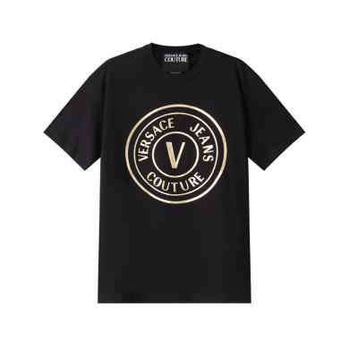 【支持购物卡】Versace/范思哲 男士潮牌奢华时尚金标宽松版圆领短袖T恤 香港直邮