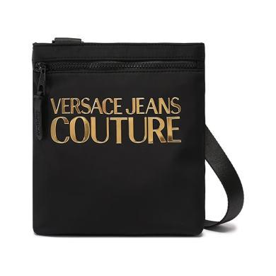 【支持购物卡】Versace/范思哲 男士LOGO标志休闲简约黑色单肩斜挎包 香港直邮