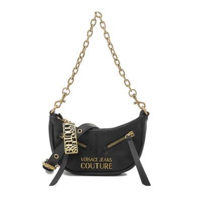 【支持购物卡】Versace/范思哲 女士字母LOGO装饰金色链条月牙包手提单肩斜挎包 香港直邮