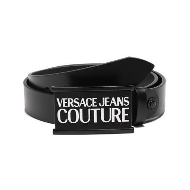 【支持购物卡】Versace/范思哲 男士徽标板扣牛皮革时尚潮流黑色可裁剪皮带腰带3.3cm 香港直邮
