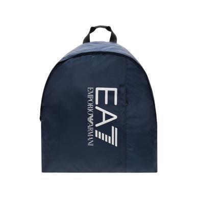 【支持购物卡】Emporio Armani/阿玛尼男士logo印花深蓝色织物轻薄运动大容量双肩包 香港直邮