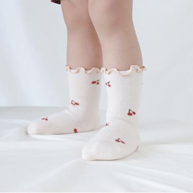 茵秀丽（3双装）春秋婴儿袜子木耳边宝宝袜无骨点胶防滑新生儿袜子0-5岁儿童袜子