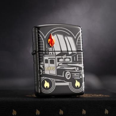 ZIPPO之宝煤油防风打火机 48692火力全开 水晶镶嵌火焰小汽车75周年纪念收藏款 正品高级感