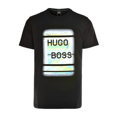 【支持购物卡】雨果博斯 男士棉质混纺LOGO图案圆领休闲短袖T恤 TEE8-50383423-001