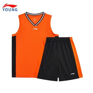 李宁(LI-NING)24夏季新款童装速干凉爽透气背心短裤男大童运动篮球比赛套装