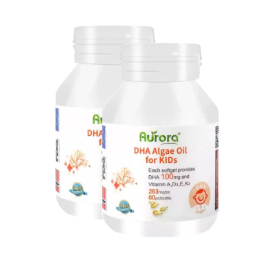 【2瓶】挪威Aurora 儿童DHA藻油软胶囊 60粒/瓶 婴儿宝宝复合维生素