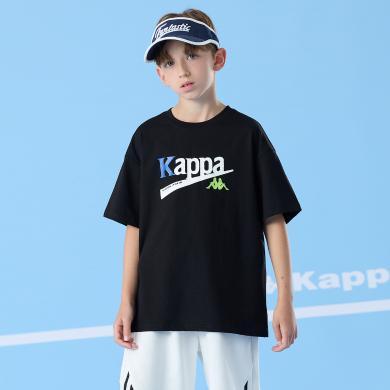 Kappa卡帕童装男童纯棉短袖t恤大童夏装2024夏季新款儿童运动上衣