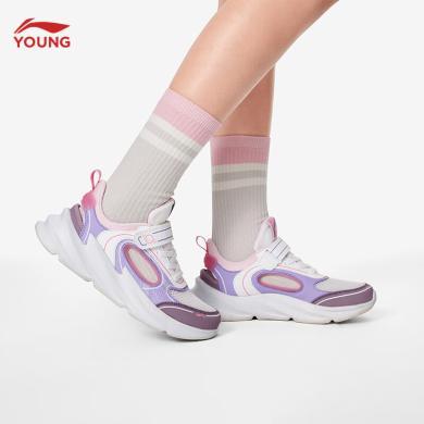 李宁(LI-NING)24夏季新款夜光网眼透气魔术贴设计简约男女大童运动休闲鞋
