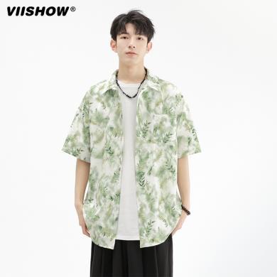 VIISHOW夏威夷风潮牌短袖花衬衫男生外套2024新款休闲高级感衬衣CD6636242HK