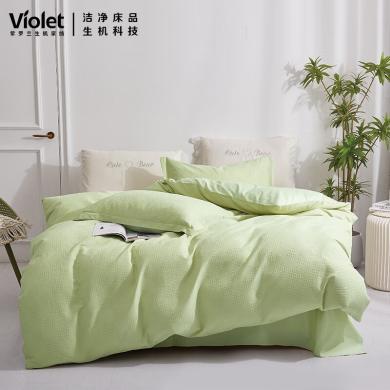 紫罗兰【床上四件套】纯棉被套床单四件套床上用品全棉被罩奥兰蜜格（青春绿）-4VDZLPSS11045