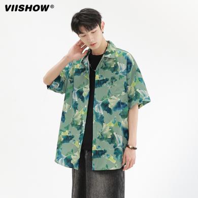 VIISHOW夏季潮牌夏威夷风沙滩男士新款短袖衬衫宽松休闲衬衣透气CD6632242HK