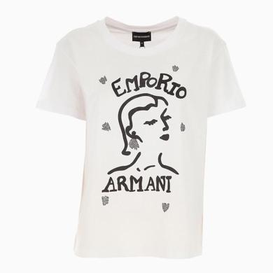 【支持购物卡】EMPORIO ARMANI 女士白色棉质T恤 3H2T7Q-2J95Z-0100