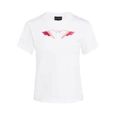 【支持购物卡】EMPORIO ARMANI 女士白色棉质T恤 6H2T7J-2J95Z-0100