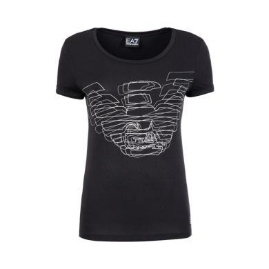【支持购物卡】EMPORIO ARMANI 女士黑色棉质T恤 3GTT04-TJ28Z-1200