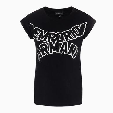 【支持购物卡】EMPORIO ARMANI 女士黑色棉质T恤 3H2T7S-2J53Z-0999