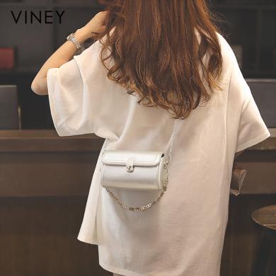 Viney包包女式新款斜挎包女包圆筒包质感链条包女小包91193
