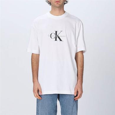 【支持购物卡】Calvin Klein卡尔文.克莱恩CK 男士百搭白色胸前字母印花短袖T恤 香港直邮