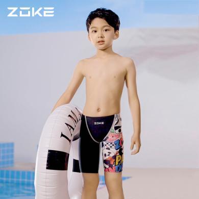 洲克儿童泳衣五分专业游泳训练zoke熊猫男童速干比赛中大童泳裤124526895