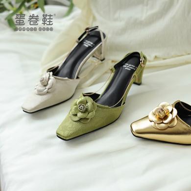 蛋卷鞋新中式国风女鞋2024新款浅口包头凉鞋舒适时尚高跟鞋纯手工制作