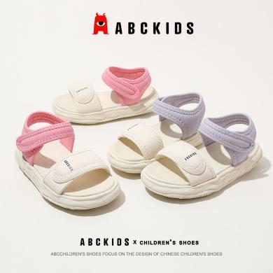 Abckids女童凉鞋2024夏季新款露趾中大童沙滩鞋软底耐磨女童鞋子
