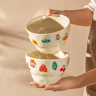 摩登主妇拉面碗家用陶瓷碗个人专用泡面碗可爱卡通汤面碗大号面碗