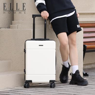 ELLE HOMME 轻音万向轮拉杆箱时尚简约旅行箱USB双接口密码箱24寸行李箱