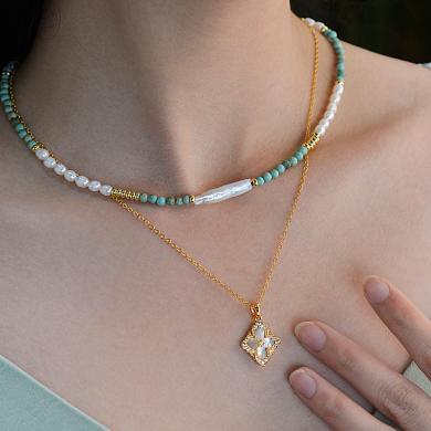 Manreya玛芮雅“春之繁花”双层绿松石珍珠项链