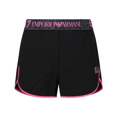 【支持购物卡】Emporio Armani/阿玛尼 女士黑色粉色lOGO胶印运动休闲裤短裤 香港直邮