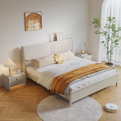 皇家密码家具实木床现代简约轻奢北欧1.5m双人床主卧1.8m家用白色储物床原木色