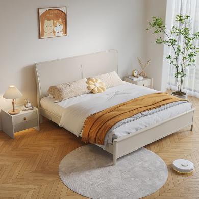皇家密码家具木床现代简约轻奢北欧1.5m双人床主卧1.8m家用白色储物床