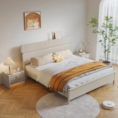 皇家密码家具实木床现代简约轻奢北欧1.5m双人床主卧1.8m家用白色储物床