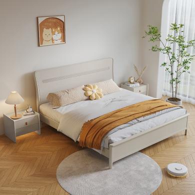 皇家密码家具实木床现代简约轻奢北欧1.5m双人床主卧1.8m家用白色储物床
