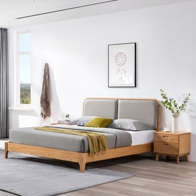 皇家密码北欧实木床现代简约1.8米主卧婚床1.5双人床小户型软包皮床