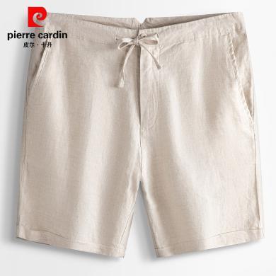 皮尔卡丹【100%亚麻】男士夏季休闲短裤透气舒适休闲裤男士短裤-PKBB3431