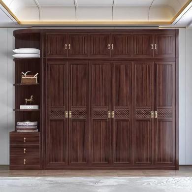 皇家密码现代新中式乌金木实木衣柜组合对开门简约卧室储物大衣橱