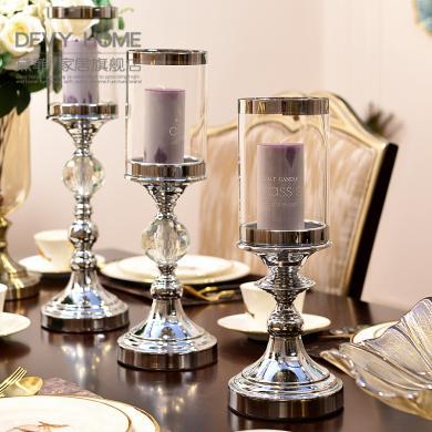 DEVY欧式轻奢装饰品摆件 现代家居玻璃金属烛台创意客厅餐桌摆设