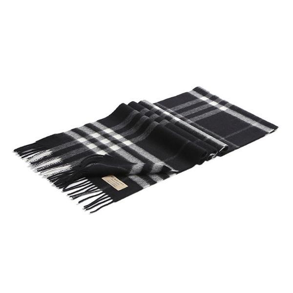 【支持购物卡】burberry 巴宝莉 男女通用款经典格纹羊绒围巾 黑色格