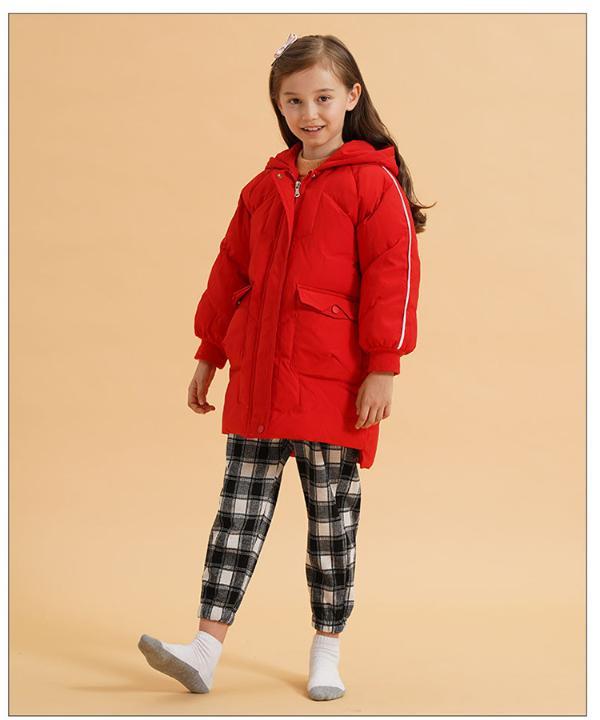 木木屋童装女童中长款羽绒服冬季加厚连帽儿童洋气白鸭绒外套7345