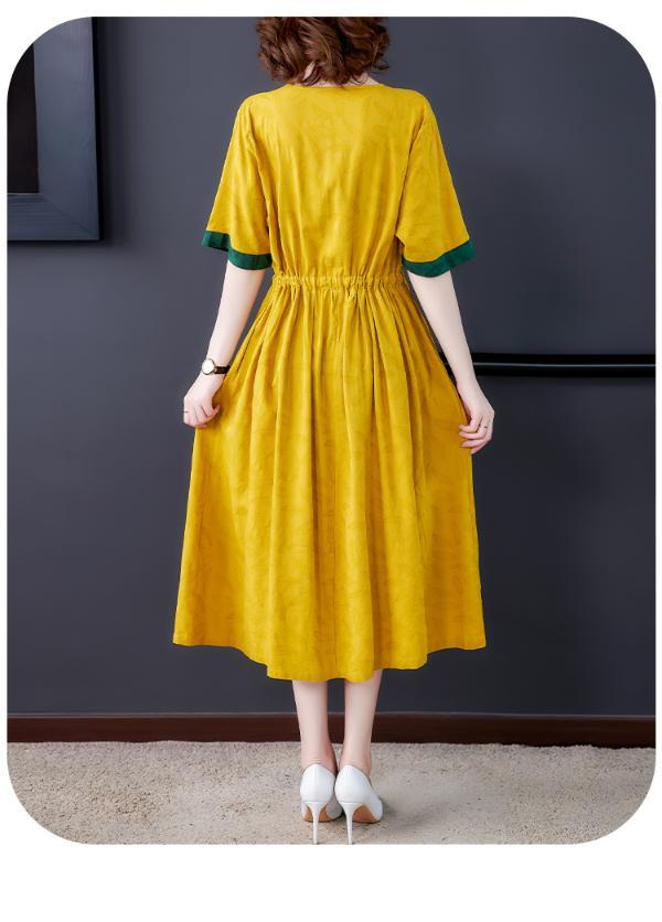 芃拉复古民族风棉麻连衣裙女夏季盘扣刺绣收腰系带显瘦长裙子宽松森系