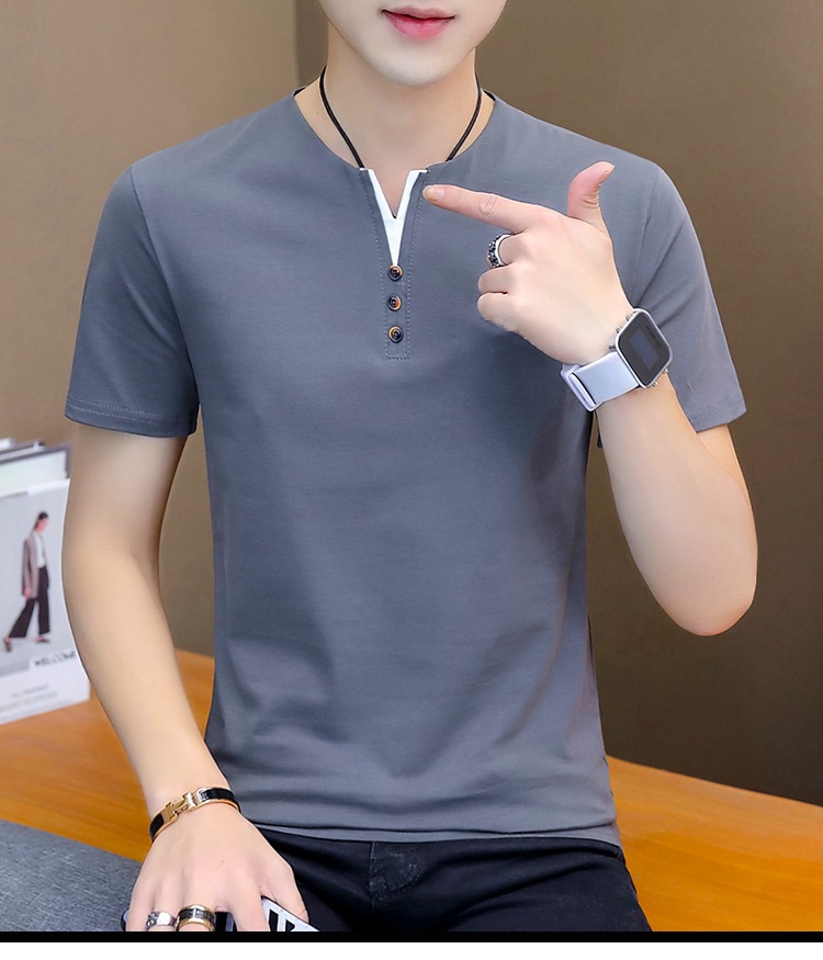 verhouse 短袖t恤男夏季修身百搭休闲体恤衫时尚v领男装上衣【价格