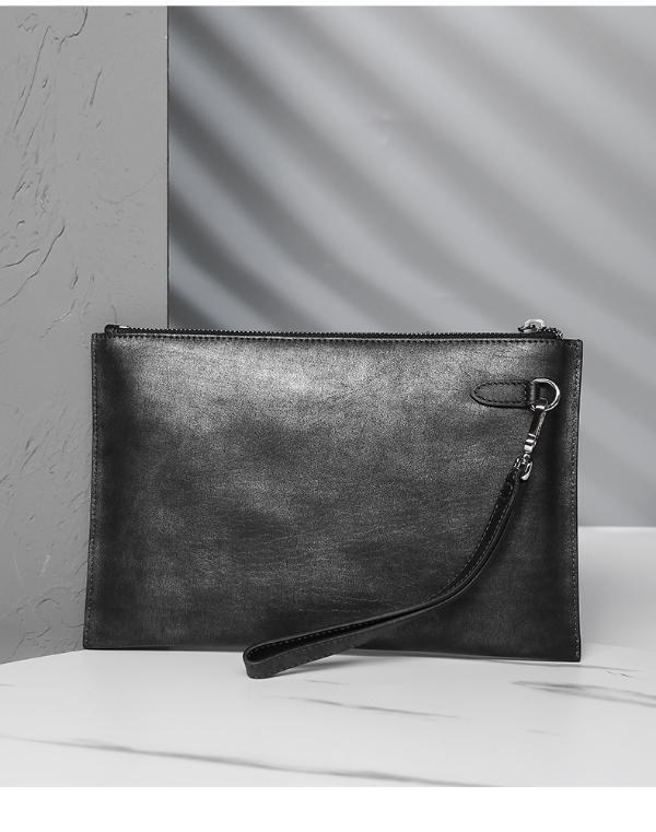 satchi沙驰时尚信封包男式手提包男士手拿包拉链包纯色大容量商务包